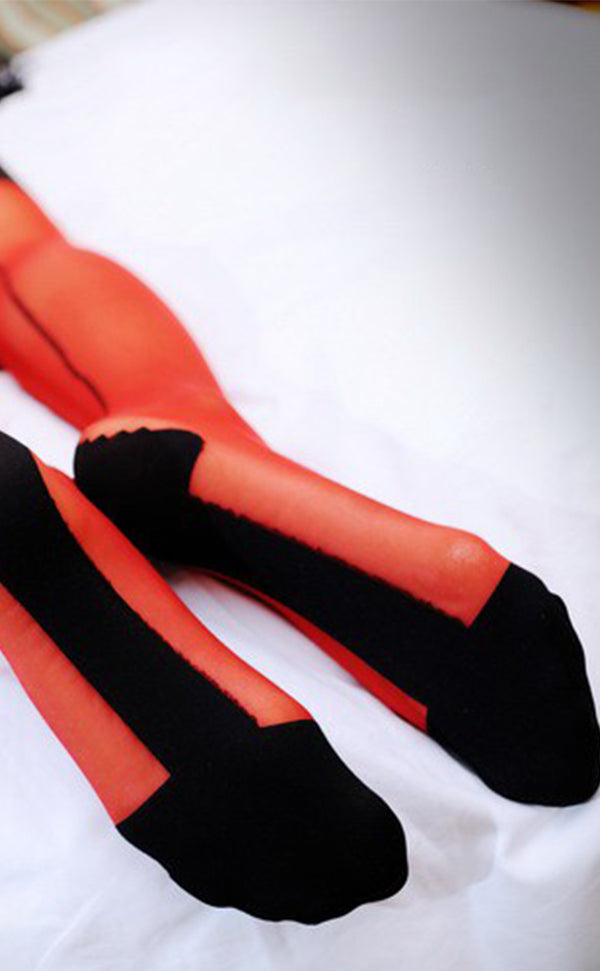 Classical Bicolor Seamed Thigh High Stockings Classical Bicolor Seamed Thigh High Stockings