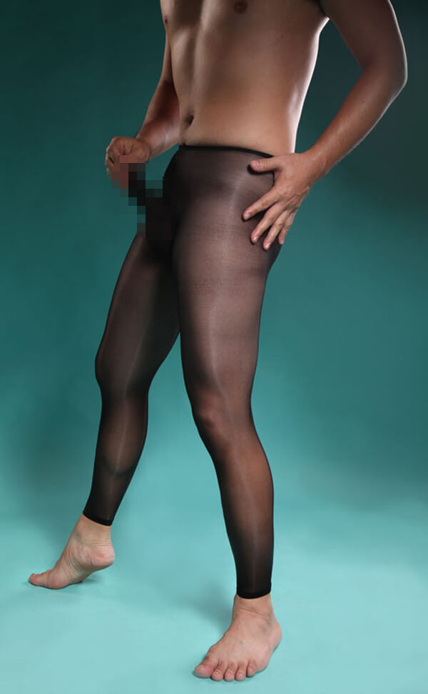 Ultra-Sheer Glossy Footless Pantyhose for Men with Sheath Open Ultra-Sheer Glossy Footless Pantyhose for Men with Sheath Open