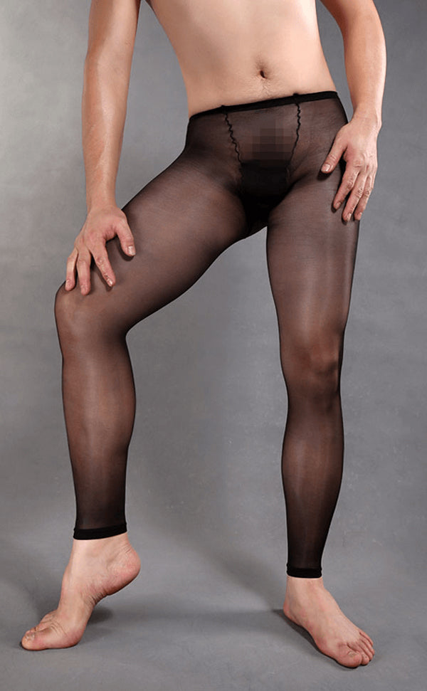 Men's All Sheer Footless Pantyhose with Hole Men's All Sheer Footless Pantyhose with Hole