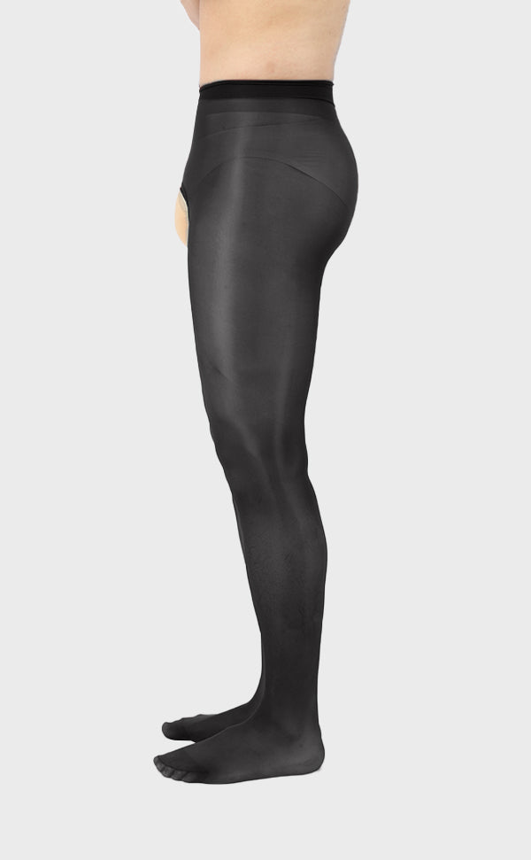 Men's Shiny Crotchless Pantyhose Tights 8D Men's Shiny Crotchless Pantyhose Tights 8D