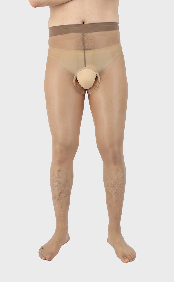 Men's Shiny Crotchless Pantyhose Tights 8D Men's Shiny Crotchless Pantyhose Tights 8D