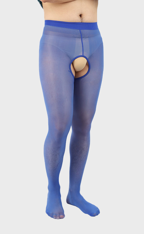 Men's Shiny Crotchless Pantyhose Tights 8D Men's Shiny Crotchless Pantyhose Tights 8D