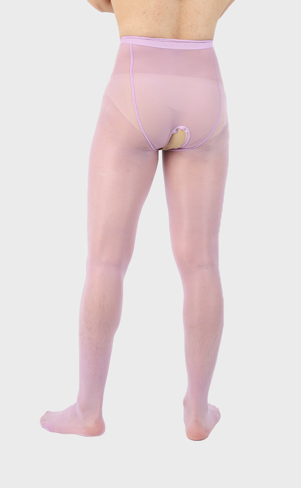 Men's Shiny Crotchless Pantyhose Tights 8D Men's Shiny Crotchless Pantyhose Tights 8D