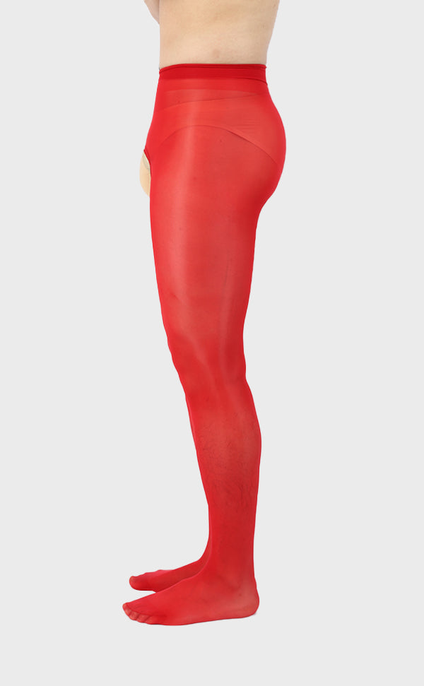 Men's Shiny Crotchless Pantyhose Tights 8D Men's Shiny Crotchless Pantyhose Tights 8D