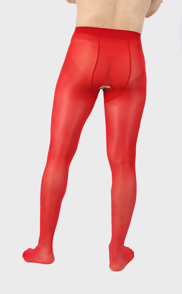 Men's Shiny Crotchless Pantyhose Tights 8D Men's Shiny Crotchless Pantyhose Tights 8D