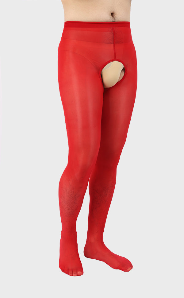 Men's Shiny Crotchless Pantyhose Tights 8D Men's Shiny Crotchless Pantyhose Tights 8D