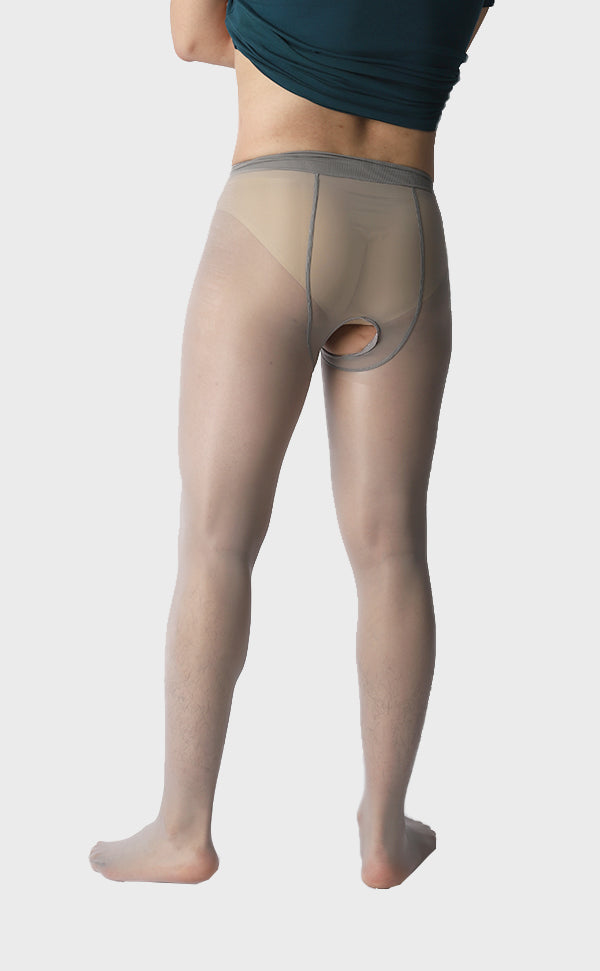 Men's Shiny Crotchless Pantyhose Tights 8D Men's Shiny Crotchless Pantyhose Tights 8D