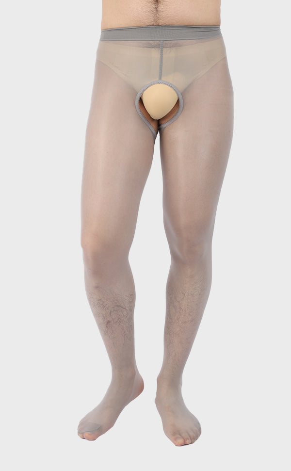 Men's Shiny Crotchless Pantyhose Tights 8D Men's Shiny Crotchless Pantyhose Tights 8D