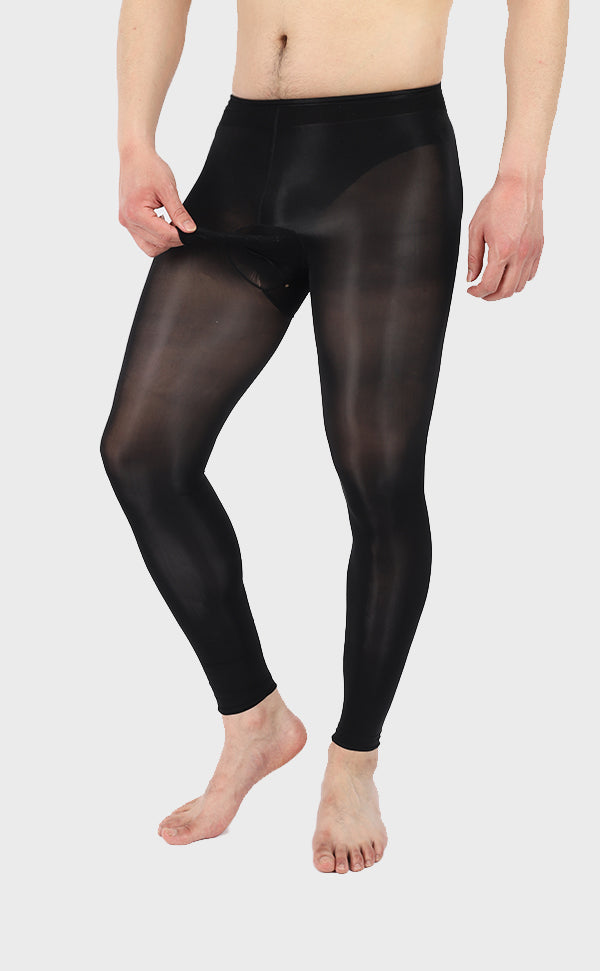 Men's Glossy Nylon Footless Tights Sheath Open Men's Glossy Nylon Footless Tights Sheath Open