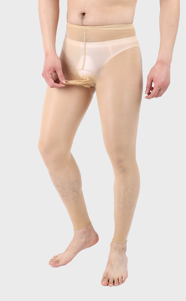 Men's Glossy Nylon Footless Tights Sheath Open Men's Glossy Nylon Footless Tights Sheath Open