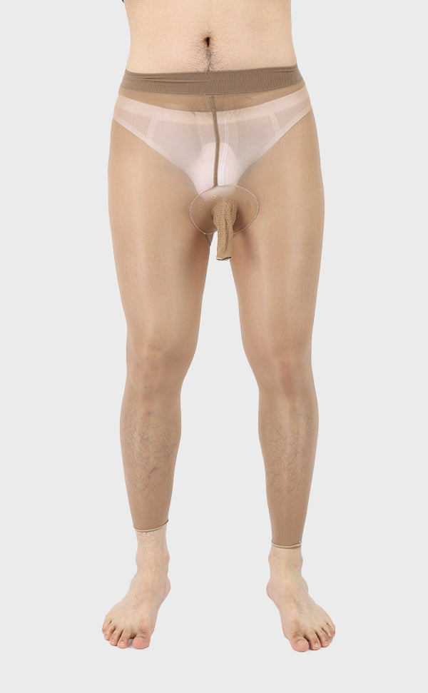 Men's Glossy Nylon Footless Tights Sheath Open Men's Glossy Nylon Footless Tights Sheath Open