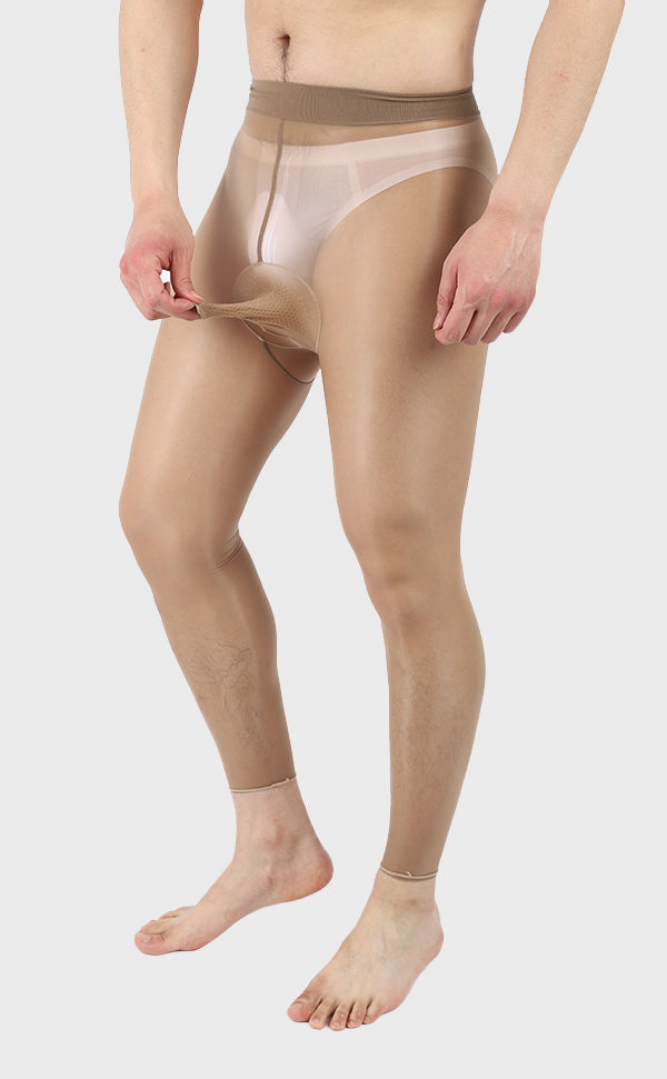 Men's Glossy Nylon Footless Tights Sheath Open Men's Glossy Nylon Footless Tights Sheath Open