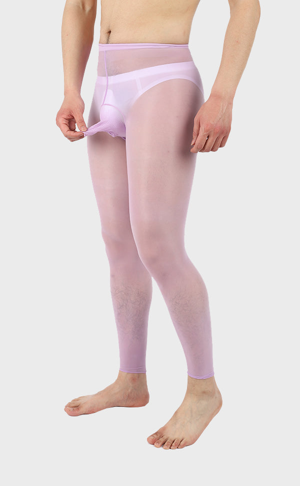 Men's Glossy Nylon Footless Tights Sheath Open Men's Glossy Nylon Footless Tights Sheath Open