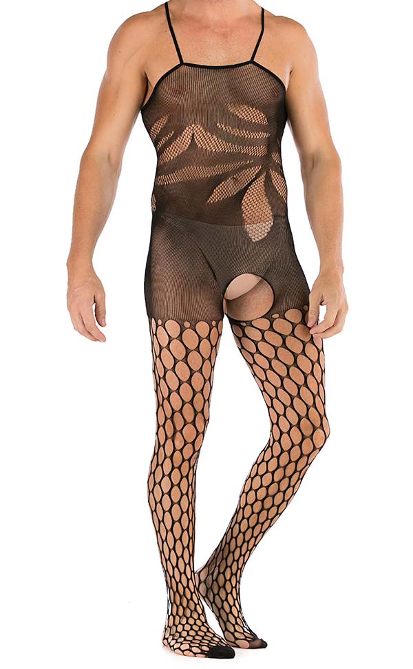 Men’s Sexy Stretch Large Net Crotchless Bodystocking Men’s Sexy Stretch Large Net Crotchless Bodystocking