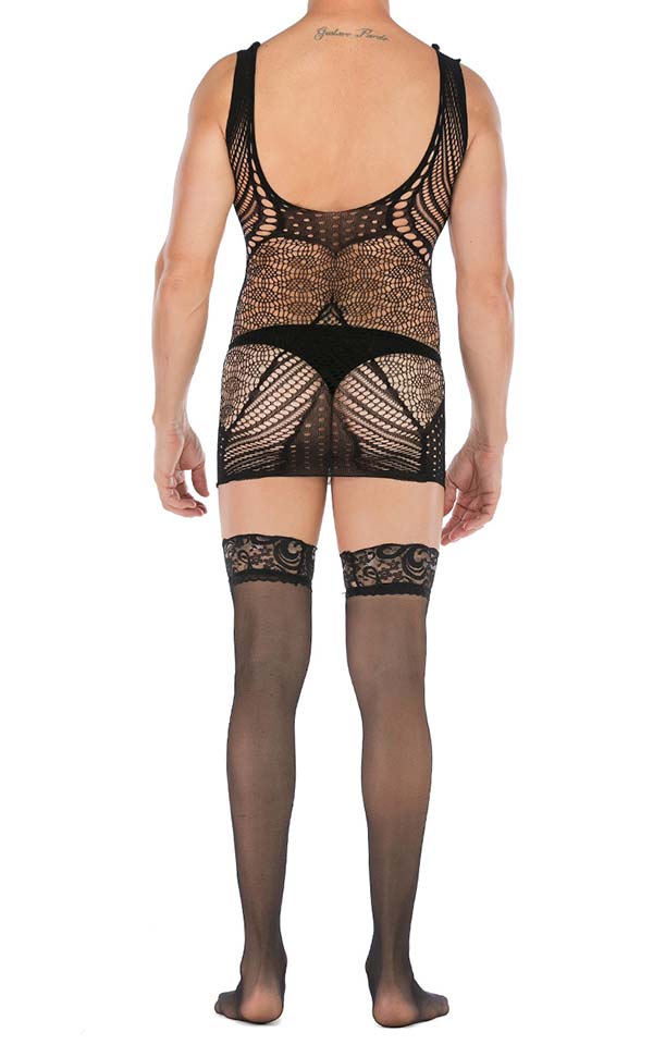 Men’s Bodystocking Mini V-Neck Lace Dress Men’s Bodystocking Mini V-Neck Lace Dress