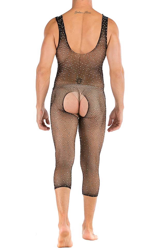 Men’s Shiny Diamond Mesh Sleeveless Bodystocking Open Crotch Men’s Shiny Diamond Mesh Sleeveless Bodystocking Open Crotch