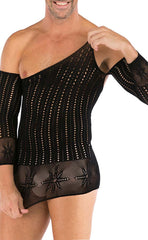 Men’s Lace Mesh Off Shoulder Mini Dress