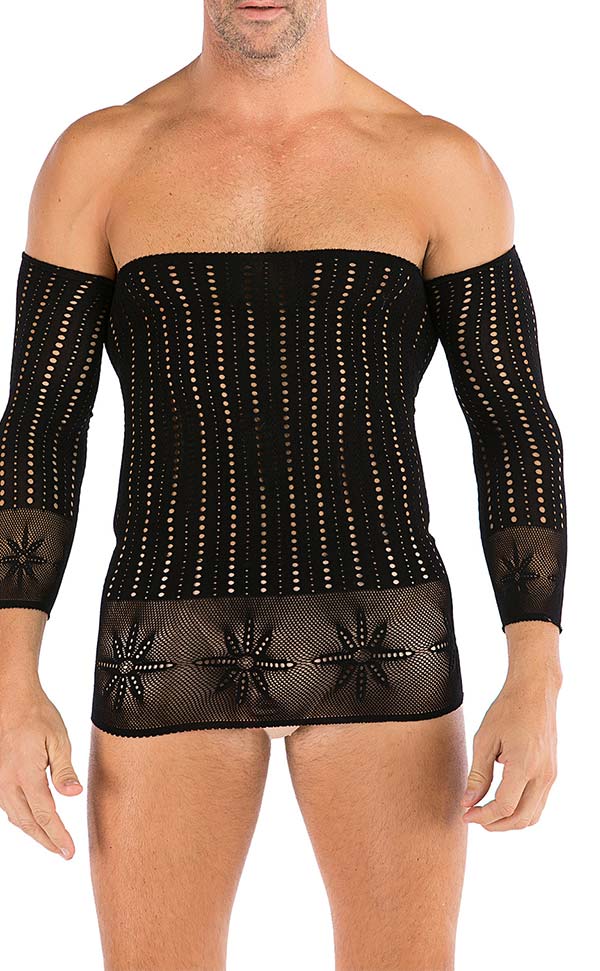 Men’s Lace Mesh Off Shoulder Mini Dress Men’s Lace Mesh Off Shoulder Mini Dress
