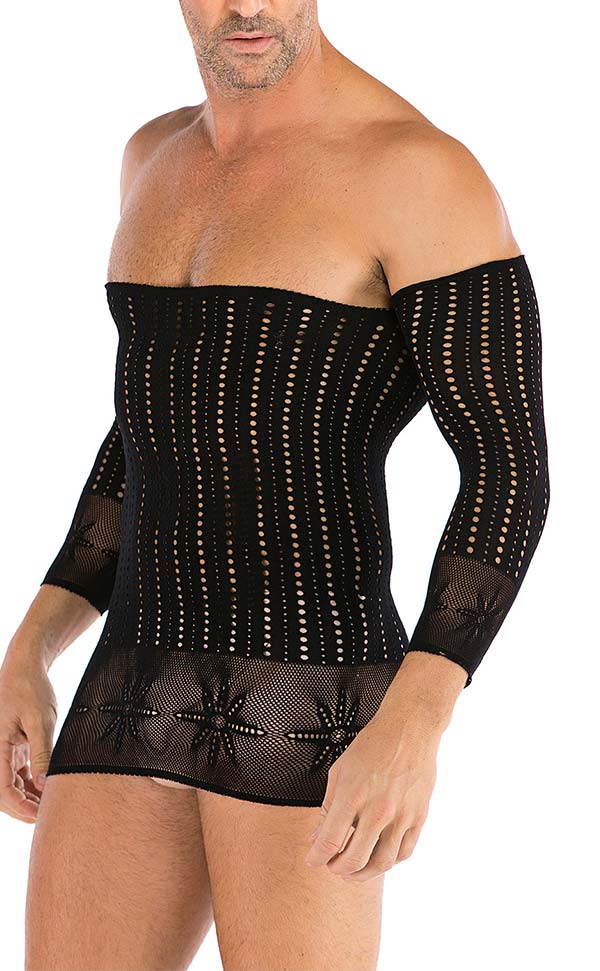 Men’s Lace Mesh Off Shoulder Mini Dress Men’s Lace Mesh Off Shoulder Mini Dress