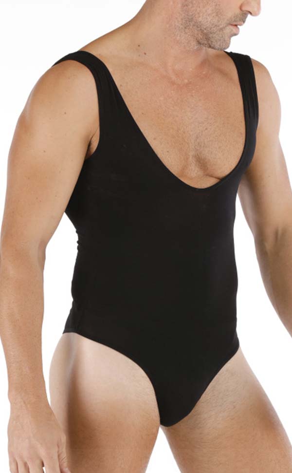Men’s Black Semi Sheer Sleeveless Bodysuit Men’s Black Semi Sheer Sleeveless Bodysuit