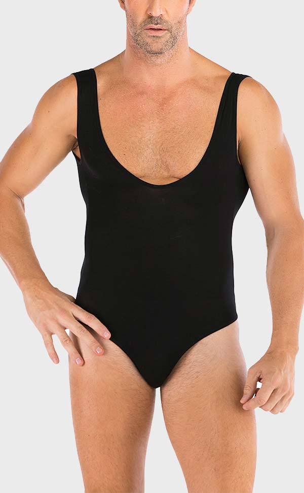 Men’s Black Semi Sheer Sleeveless Bodysuit Men’s Black Semi Sheer Sleeveless Bodysuit