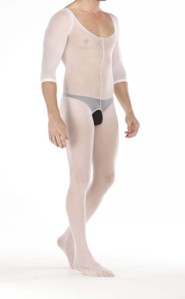 Men's White Scoop Neck Bodystocking Open Crotch Men's White Scoop Neck Bodystocking Open Crotch