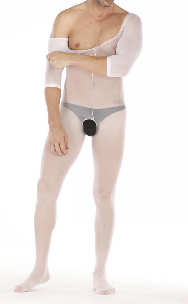 Men's White Scoop Neck Bodystocking Open Crotch Men's White Scoop Neck Bodystocking Open Crotch