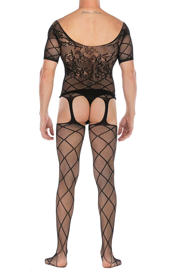 Men's Criss-Cross Fishnet Suspender Bodystocking Men's Criss-Cross Fishnet Suspender Bodystocking