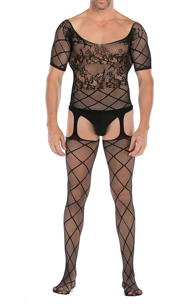 Men's Criss-Cross Fishnet Suspender Bodystocking Men's Criss-Cross Fishnet Suspender Bodystocking