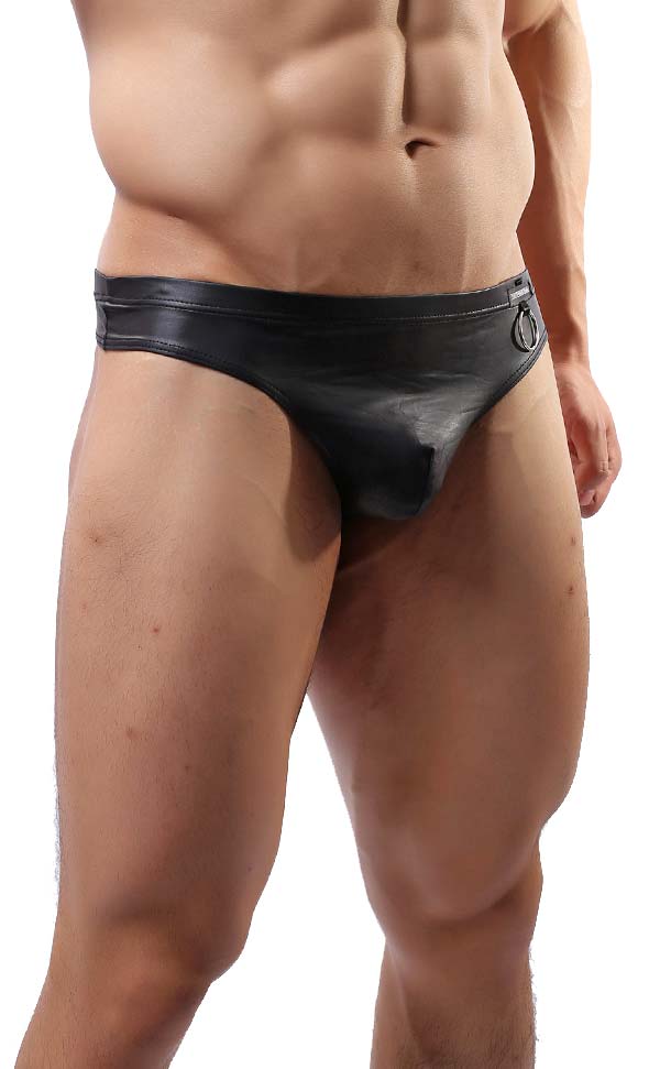Low Rise Men’s Faux Leather Thongs Low Rise Men’s Faux Leather Thongs