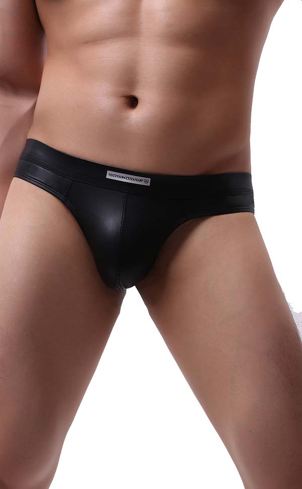 Men's Faux Leather Wide Waistband Thongs Men's Faux Leather Wide Waistband Thongs