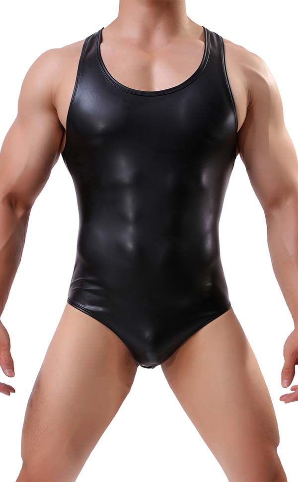 Men's Faux Leather Shaper Bodysuit Sleeveless Men's Faux Leather Shaper Bodysuit Sleeveless