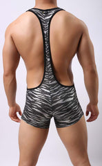 Men's Leopard Print Jockstrap Bodysuit