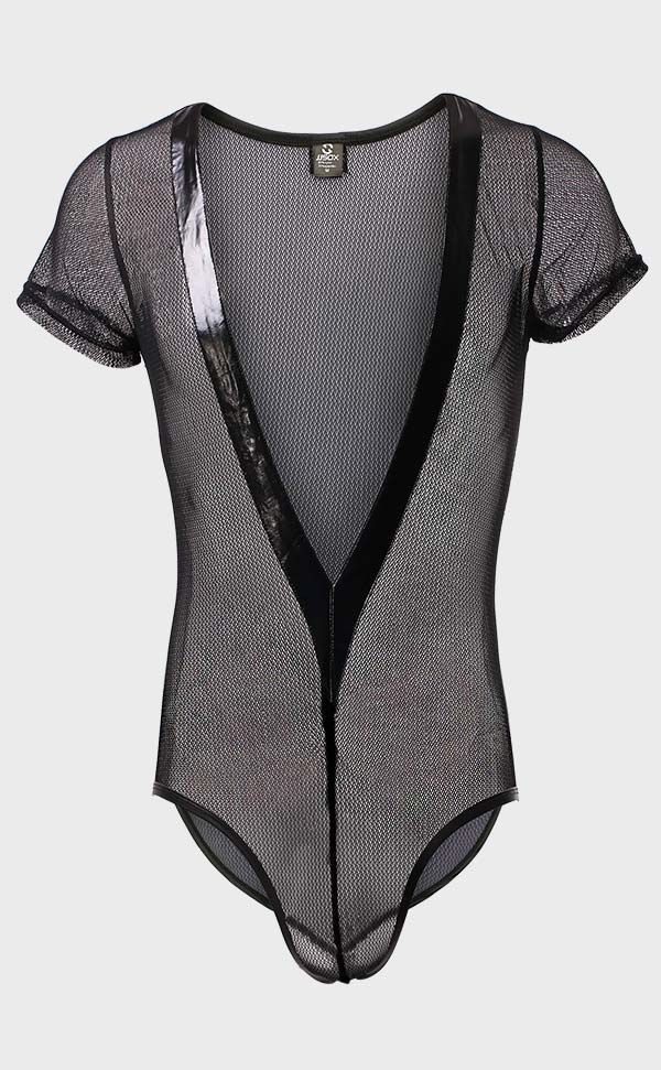 Men’s Mesh Deep V Neck Bodysuit Men’s Mesh Deep V Neck Bodysuit