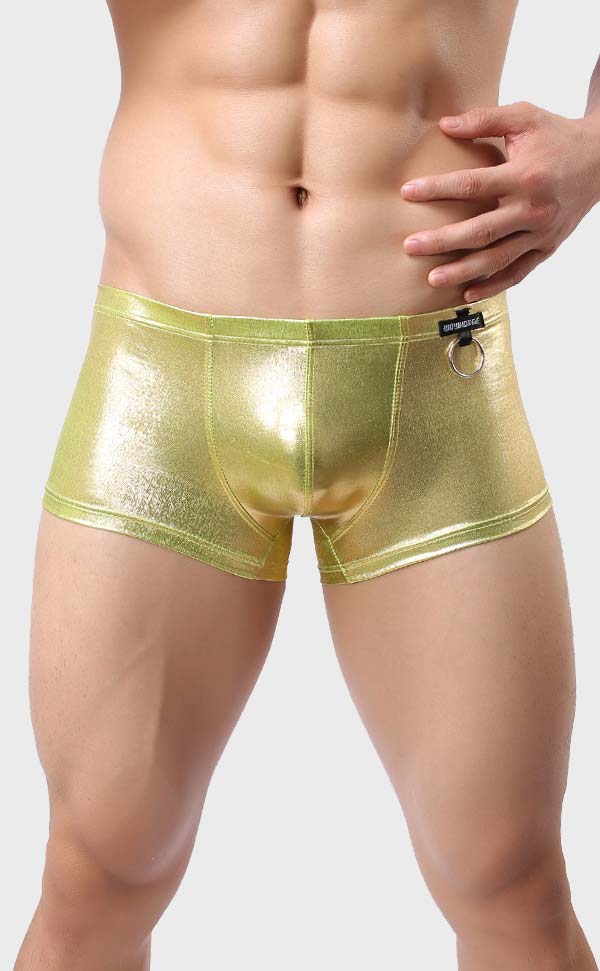 Metal Color Men's Trunks with O Ring Metal Color Men's Trunks with O Ring