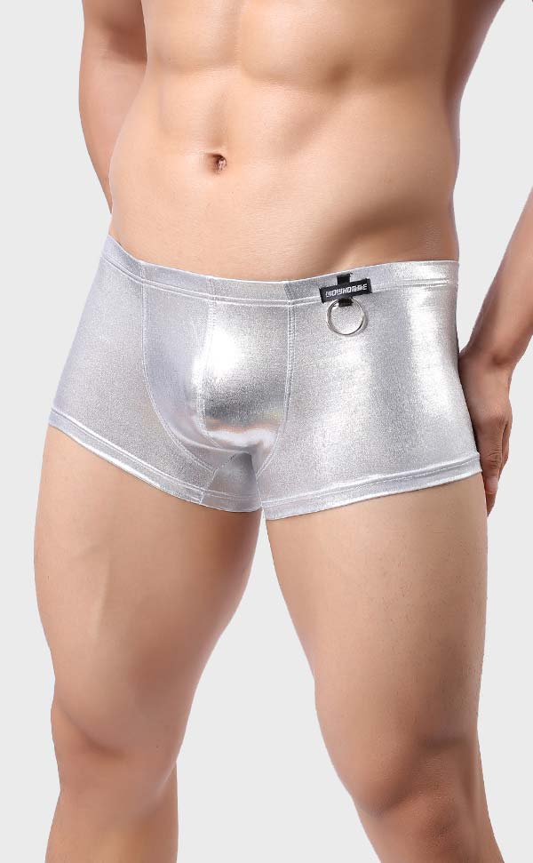 Metal Color Men's Trunks with O Ring Metal Color Men's Trunks with O Ring