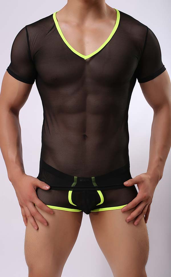 Men's Mesh Bicolor T-Shirt and Trunk Men's Mesh Bicolor T-Shirt and Trunk