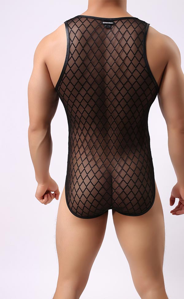 Men's Diamond Mesh See Through Bodysuit Men's Diamond Mesh See Through Bodysuit