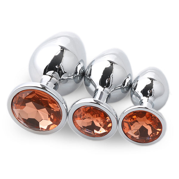 Jeweled Metal Butt Plug for Beginners, 3 Butt Plug Set Jeweled Metal Butt Plug for Beginners, 3 Butt Plug Set