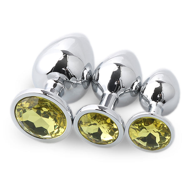 Jeweled Metal Butt Plug for Beginners, 3 Butt Plug Set Jeweled Metal Butt Plug for Beginners, 3 Butt Plug Set