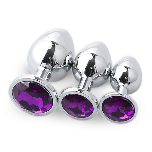 Jeweled Metal Butt Plug for Beginners, 3 Butt Plug Set Jeweled Metal Butt Plug for Beginners, 3 Butt Plug Set