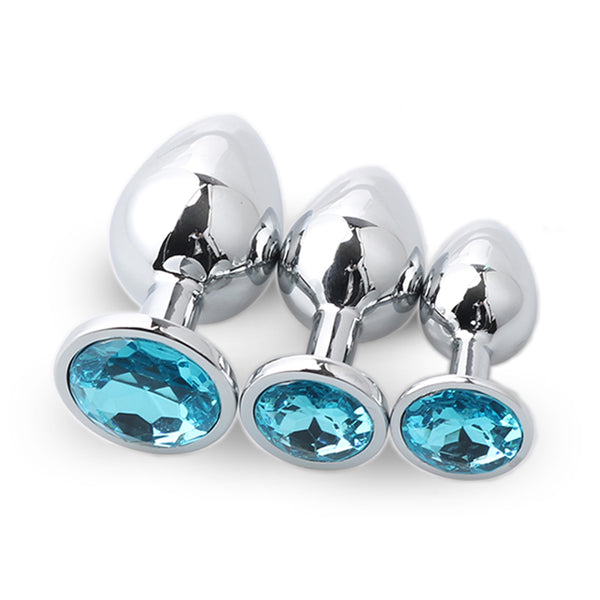 Jeweled Metal Butt Plug for Beginners, 3 Butt Plug Set Jeweled Metal Butt Plug for Beginners, 3 Butt Plug Set