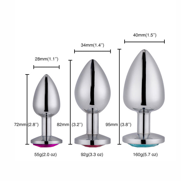 Jeweled Metal Butt Plug for Beginners, 3 Butt Plug Set Jeweled Metal Butt Plug for Beginners, 3 Butt Plug Set
