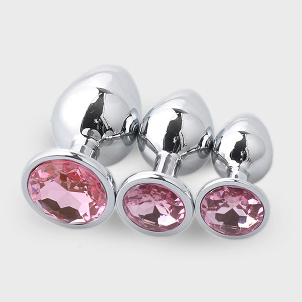 Jeweled Metal Butt Plug for Beginners, 3 Butt Plug Set Jeweled Metal Butt Plug for Beginners, 3 Butt Plug Set