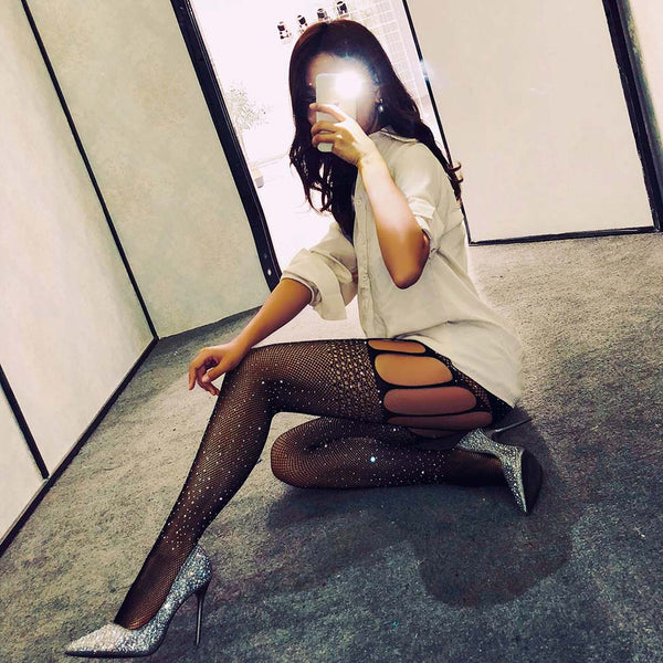 Hollow Out Rhinestone Fishnet Tights Hollow Out Rhinestone Fishnet Tights