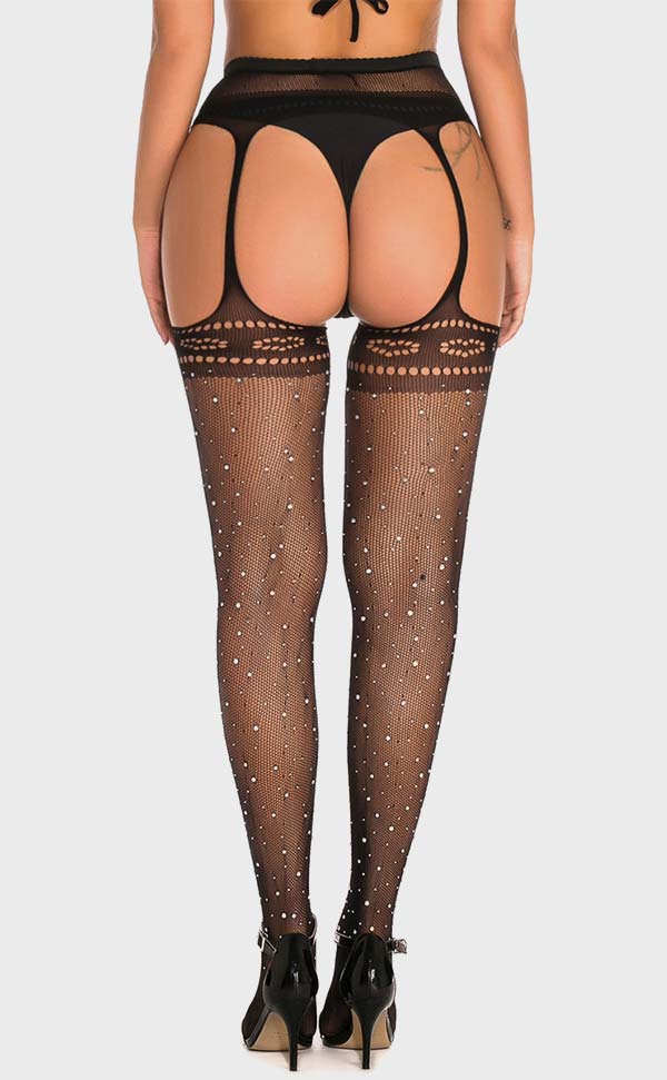 Rhinestone Fishnet Suspender Pantyhose Rhinestone Fishnet Suspender Pantyhose