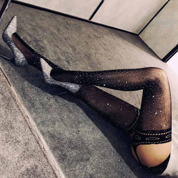 Rhinestone Fishnet Suspender Pantyhose Rhinestone Fishnet Suspender Pantyhose