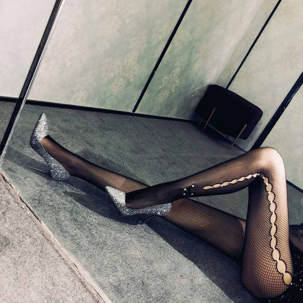Hole Net Pantyhose with Rhinestone Hole Net Pantyhose with Rhinestone