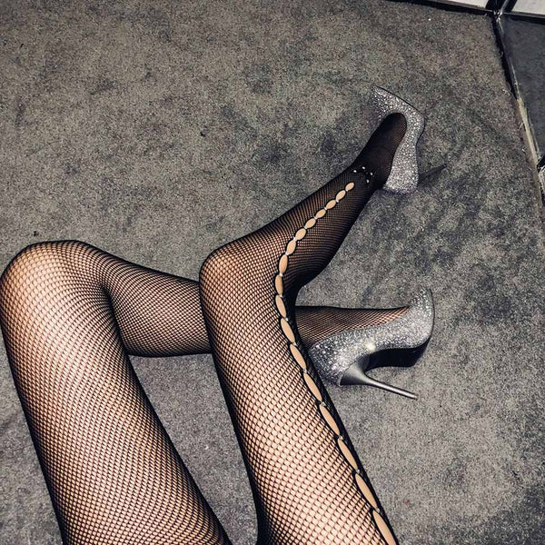 Hole Net Pantyhose with Rhinestone Hole Net Pantyhose with Rhinestone