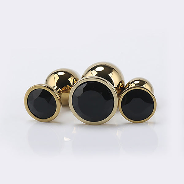 Gold Metal Jewelled Butt Plug for Beginners, 3 Butt Plug Set Gold Metal Jewelled Butt Plug for Beginners, 3 Butt Plug Set